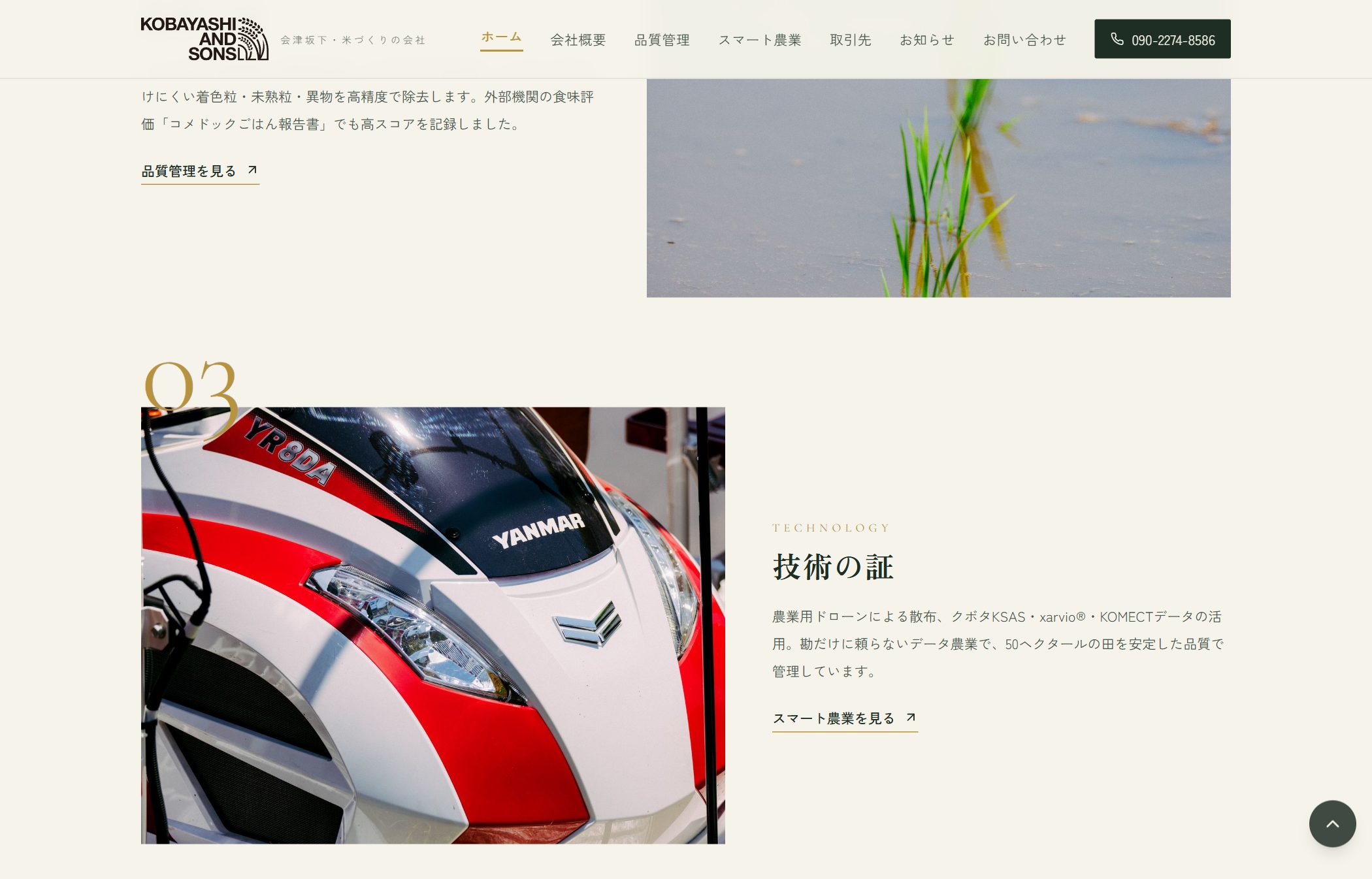 KOBAYASHI and SONS 品質の証（光選別機での全数検査）セクション